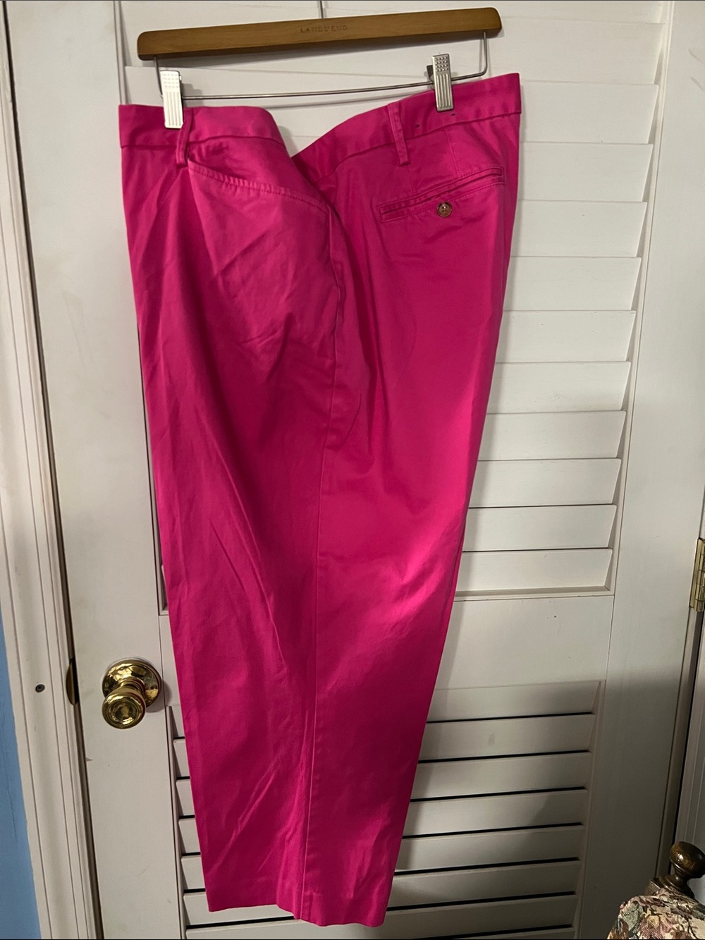 Lands' End 24W Women's Straight-Leg Crop Pants in Bright Pink